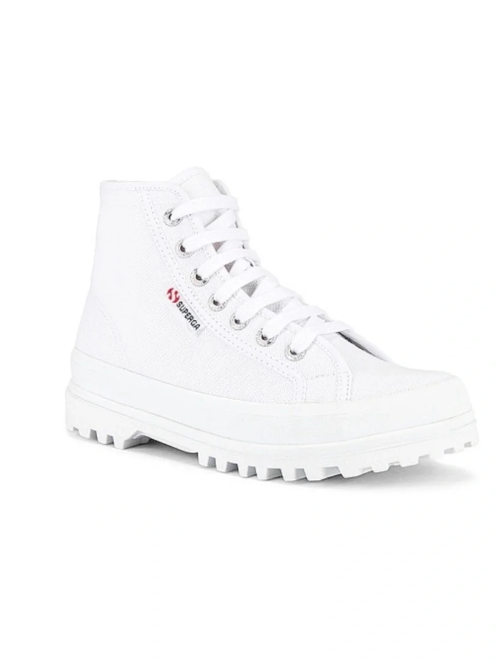 Superga White Canvas High-Top Lug Sole Sneaker